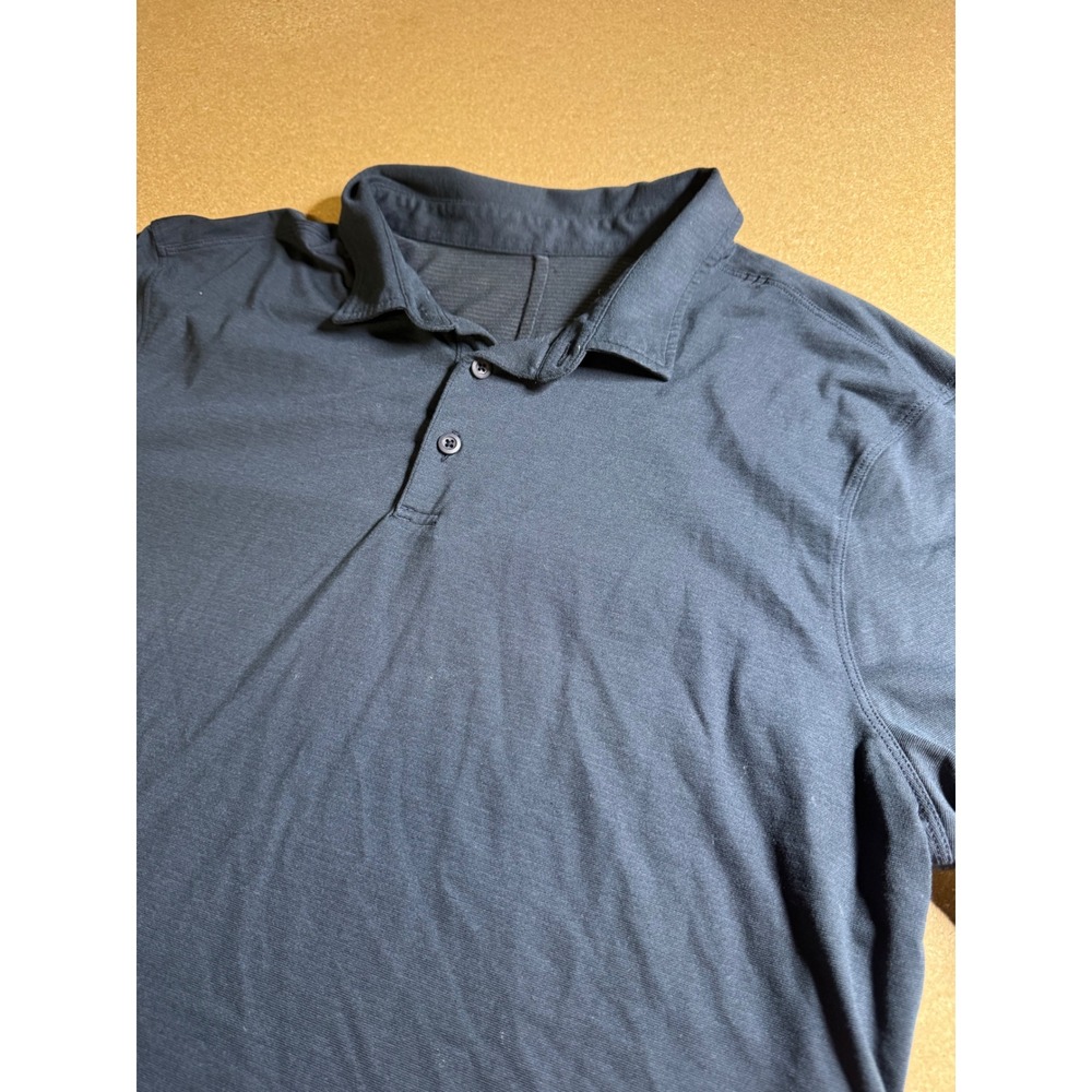 Lululemon Evolution Short Sleeve Polo Shirt Navy Blue Mens Activewear Top